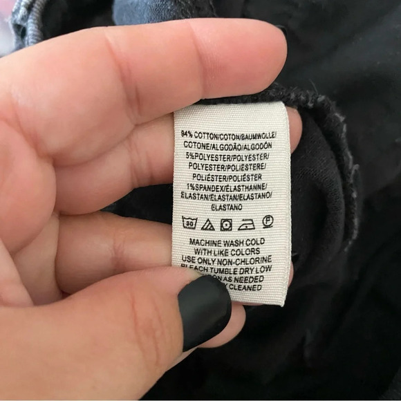 Free People Washed Black Vintage Stretch Midnight Magic Moto Jean Pant Size 26 - Picture 11 of 12